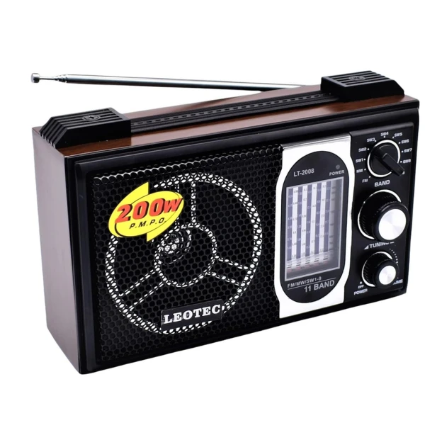 جهاز راديو Leotec LT-2008 محمول ذو 11 نطاقًا FM/MW/SW1-9 AC/DC عالي الحساسية عالمي النطاق