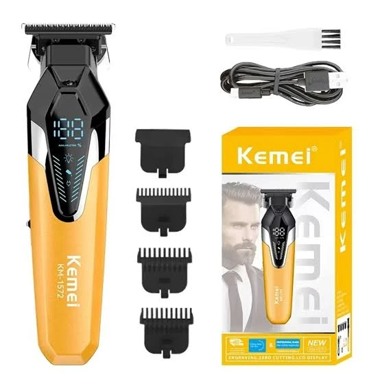 ماكينة تشذيب الشعر الكهربائية اللاسلكية Kemei KM-1572، قابلة للشحن عبر منفذ USB