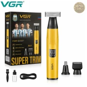 مجموعة أدوات الحلاقة 3 في 1 من VGR  مقاومة للماء بروفيشنال قابلة للشحن للاستعمال الرطب والجاف، V-633
