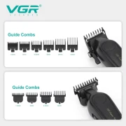 طقم ماكينة حلاقة الشعر الكهربائية VGR V-197 S3 ، لقص الشعر وحلاقته وتشذيب شعر الجسم، يتضمن قاعدة شحن وأمشاطًا وأمشاطًا واقية، هدية رائعة للرجال- أسود