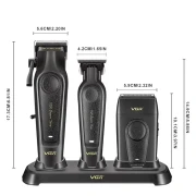 طقم ماكينة حلاقة الشعر الكهربائية VGR V-197 S3 ، لقص الشعر وحلاقته وتشذيب شعر الجسم، يتضمن قاعدة شحن وأمشاطًا وأمشاطًا واقية، هدية رائعة للرجال- أسود