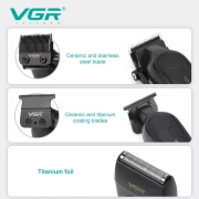 طقم ماكينة حلاقة الشعر الكهربائية VGR V-197 S3 ، لقص الشعر وحلاقته وتشذيب شعر الجسم، يتضمن قاعدة شحن وأمشاطًا وأمشاطًا واقية، هدية رائعة للرجال- أسود