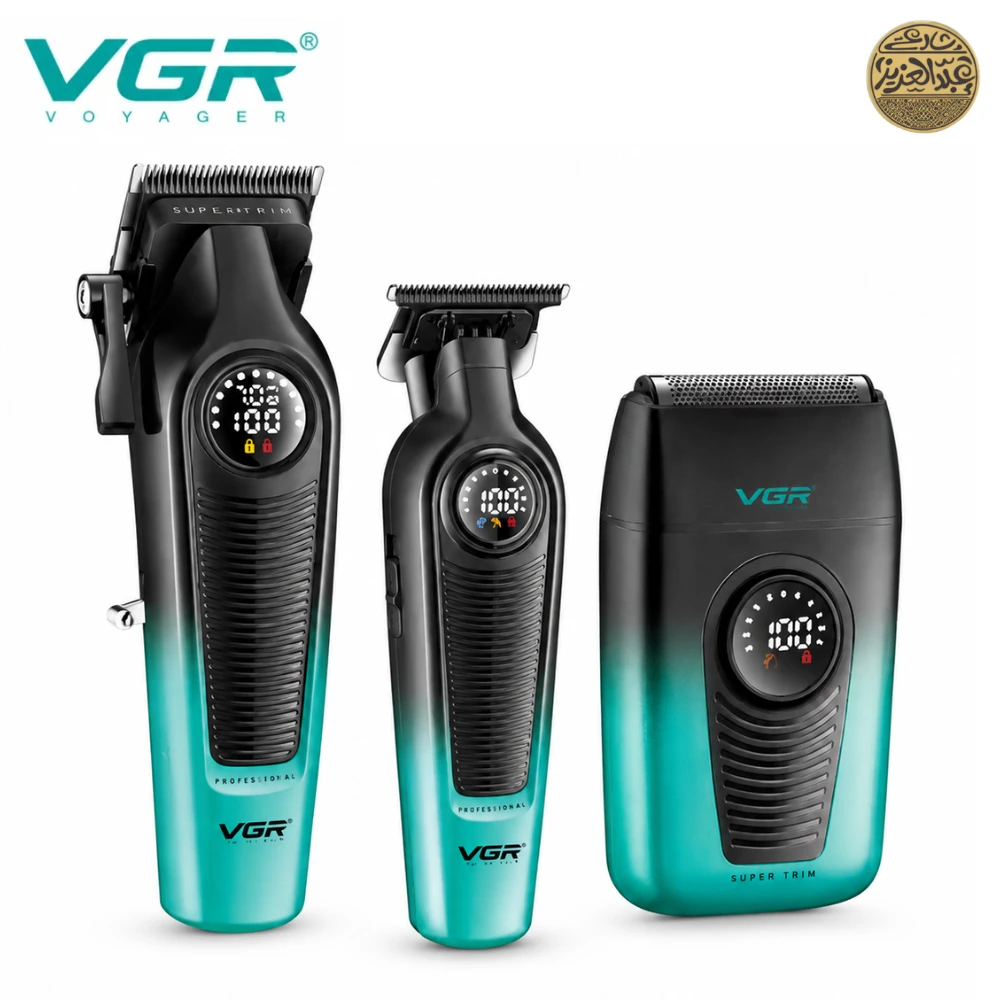 طقم ماكينة حلاقة الشعر الكهربائية VGR V-196 S3 ، لقص الشعر وحلاقته وتشذيب شعر الجسم، يتضمن قاعدة شحن وأمشاطًا وأمشاطًا واقية، هدية رائعة للرجال