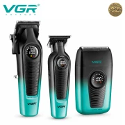 طقم ماكينة حلاقة الشعر الكهربائية VGR V-196 S3 ، لقص الشعر وحلاقته وتشذيب شعر الجسم، يتضمن قاعدة شحن وأمشاطًا وأمشاطًا واقية، هدية رائعة للرجال