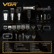 طقم حلاقة احترافي مع  مجفف شعر متعدد الوظائف  للرجال والصالونات، أصفر VGR V-285 S4