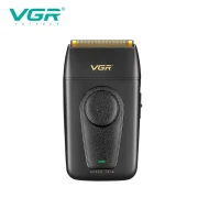 ماكينة حلاقة كهربائية للرجال VGR ، قابلة لإعادة الشحن عبر منفذ USB، قادرة على حلاقة وتشذيب السوالف، تصميم غير لامع، هدية رائعة للرجال ، لون أسود V-397