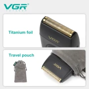 ماكينة حلاقة كهربائية للرجال VGR ، قابلة لإعادة الشحن عبر منفذ USB، قادرة على حلاقة وتشذيب السوالف، تصميم غير لامع، هدية رائعة للرجال ، لون أسود V-397