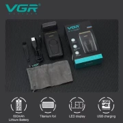 ماكينة حلاقة كهربائية للرجال VGR ، قابلة لإعادة الشحن عبر منفذ USB، قادرة على حلاقة وتشذيب السوالف، تصميم غير لامع، هدية رائعة للرجال ، لون أسود V-397
