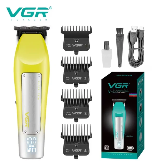 ماكينة حلاقه احترافيه من VGR قابلة لإعادة الشحن عبر منفذ USB مع شاشة LED  باللون الأخضر V-939