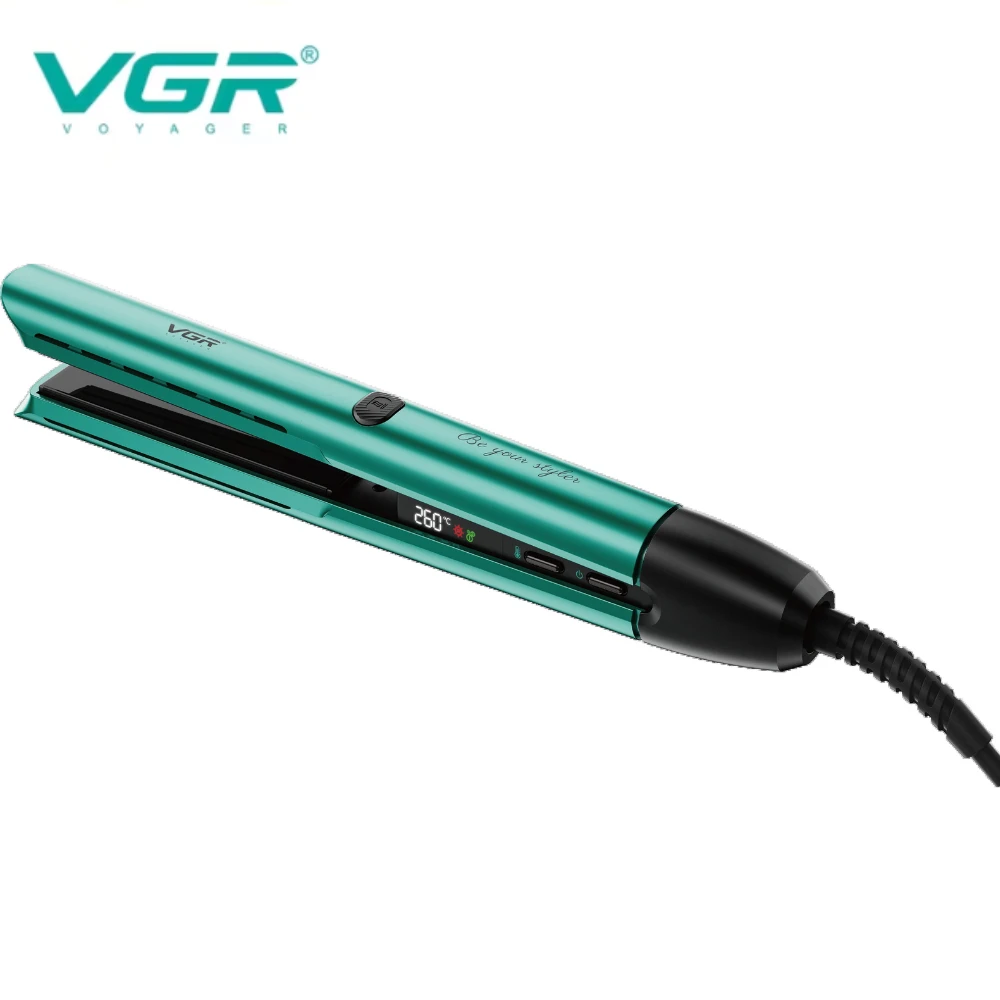 مكواة الشعر الاحترافية VGR ، مزودة بألواح مطلية بالسيراميك، وتقنية التسخين السريع PTC، وتقنية الأشعة تحت الحمراء، وشاشة LED، و5 إعدادات لدرجة الحرارة تصل إلى 260 درجة مئوية V-553
