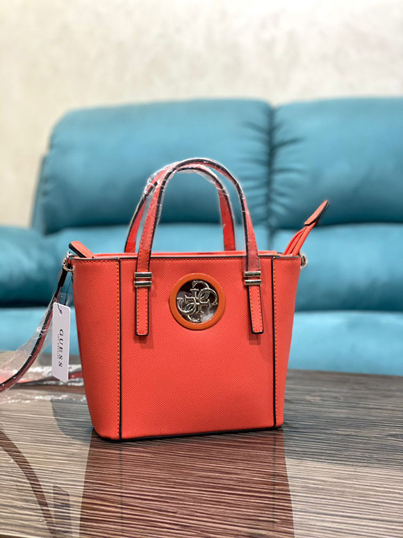 Guess bag for women - original - with a handle and a shoulder strap - orange
