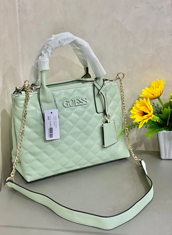 Guess bag for women - original - with a handle and a shoulder strap - olive