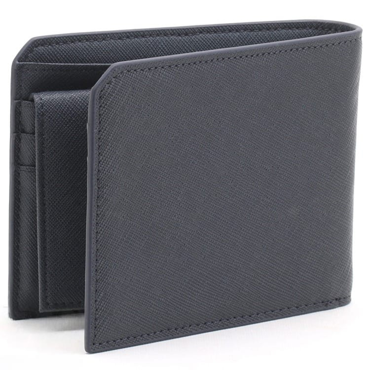 محفظة ثنائية الطي للرجال من كالفن كلاين - جلد أسود مع شعار العلامة التجارية