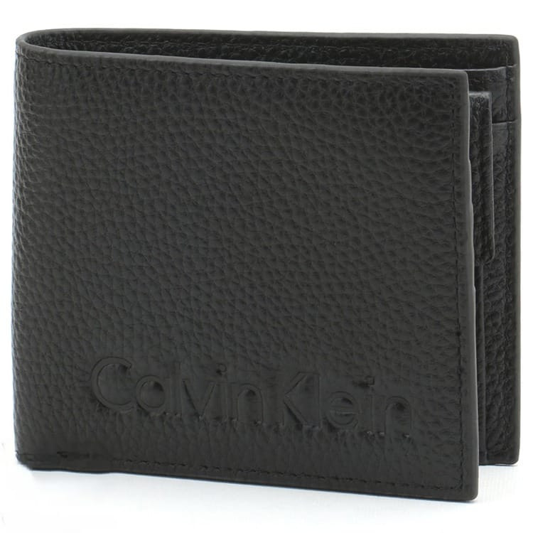 Calvin Klein Bifold Wallet for Men - black leather with brand logo