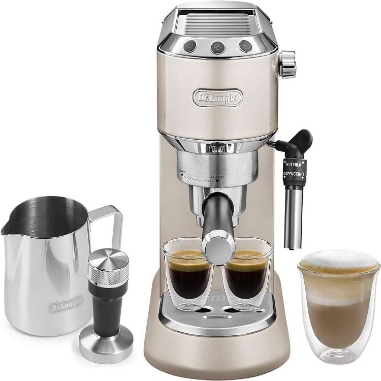 De'Longhi DEDICA METALLICS Coffee Machine Barista Pump Manual Espresso Coffee Maker with Milk Frother and Barista Kit