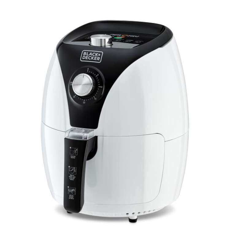 Black+Decker 3.5L 1500W Manual AerOfry Air Fryer with Rapid Air Convection Technology, Black/White - AF220-B5 - 220V supply voltage and 50Hz