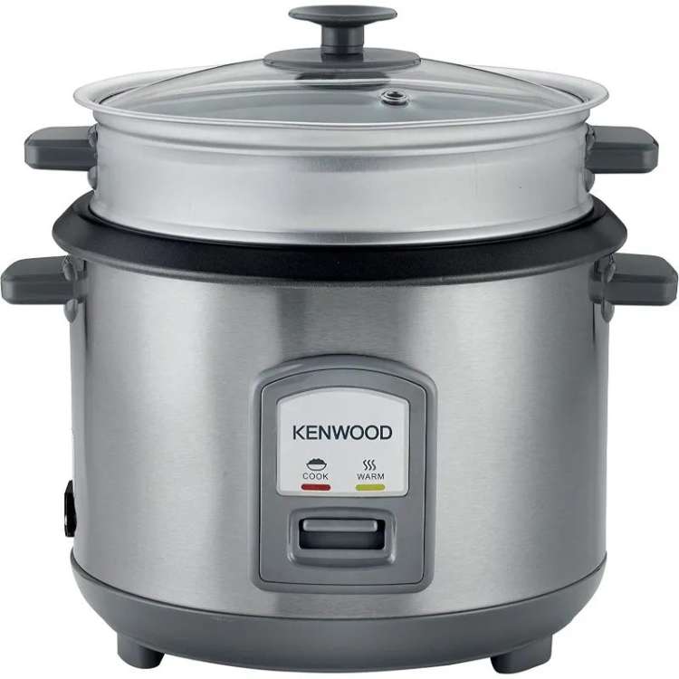 KENWOOD 2-in-1 Rice Cooker 1.8L 10-Cups Rice with Food Steamer Basket, Non-Stick Cooking Pot, RCM45.000SS Silver