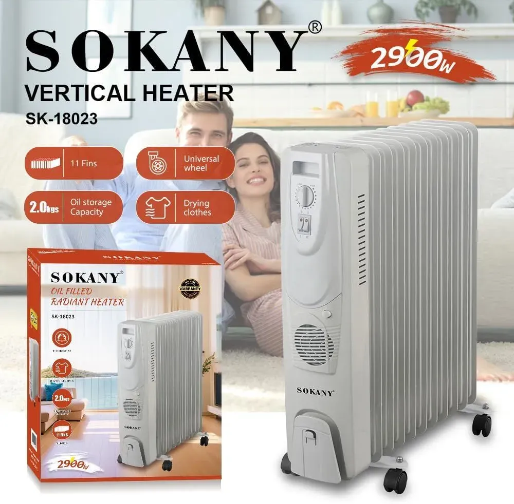 دفاية زيت سوكاني، 2900 وات، 11 ريشة، ابيض - SK-18023-11