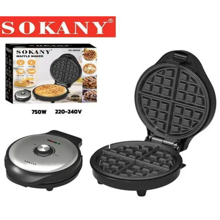 صانع الوافل سوكاني، 750 وات، فضي - SK-08039