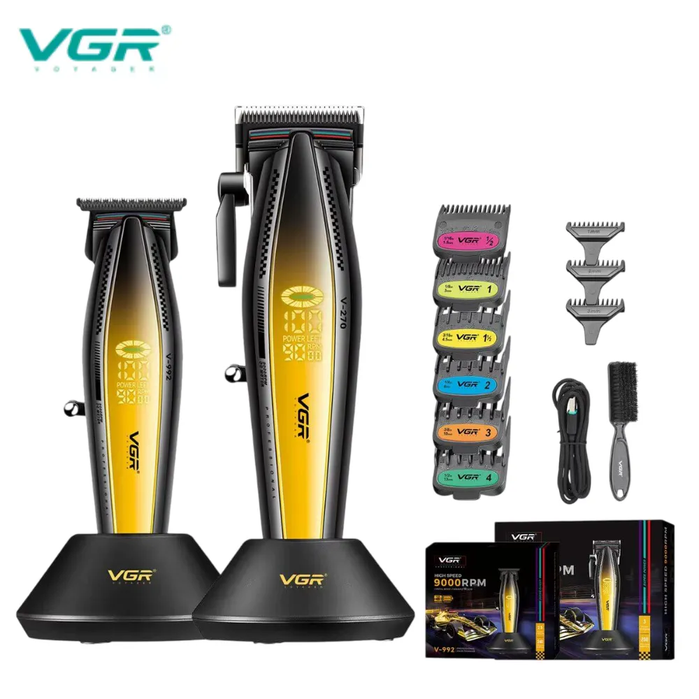 مجموعة ماكينات حلاقة الشعر V-270 + V-992 الاحترافية VGR