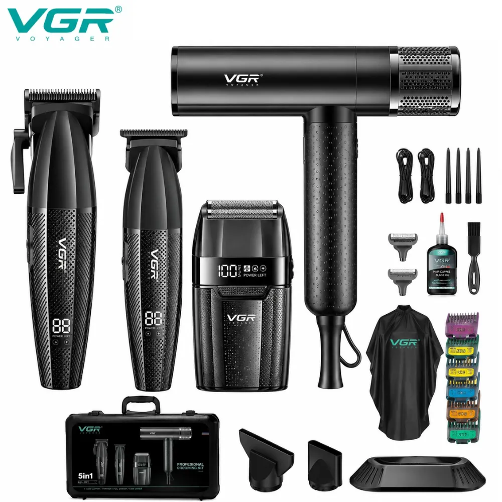 مجموعة قص الشعر الاحترافية 4  في 1 VGR V-640 S4 Pro - لون اسود