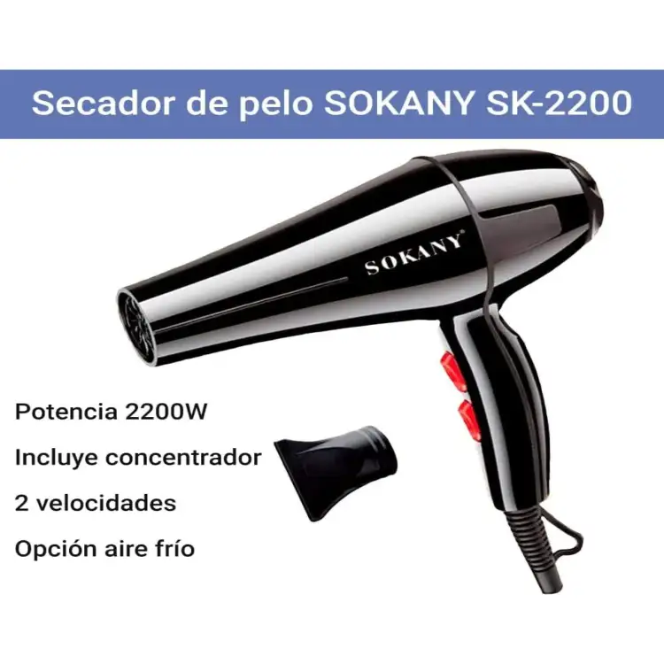 مجفف شعر سوكاني، 2200 وات، اسود - SK-2200