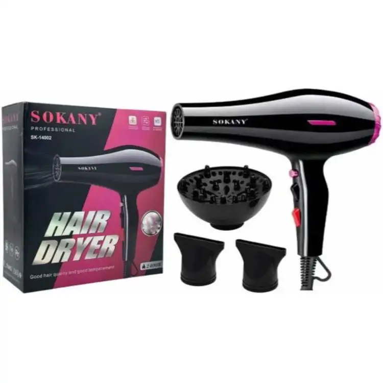 مجفف شعر بمحرك بقدرة 2400 وات من سوكاني، موديل SK-14002، لون أسود