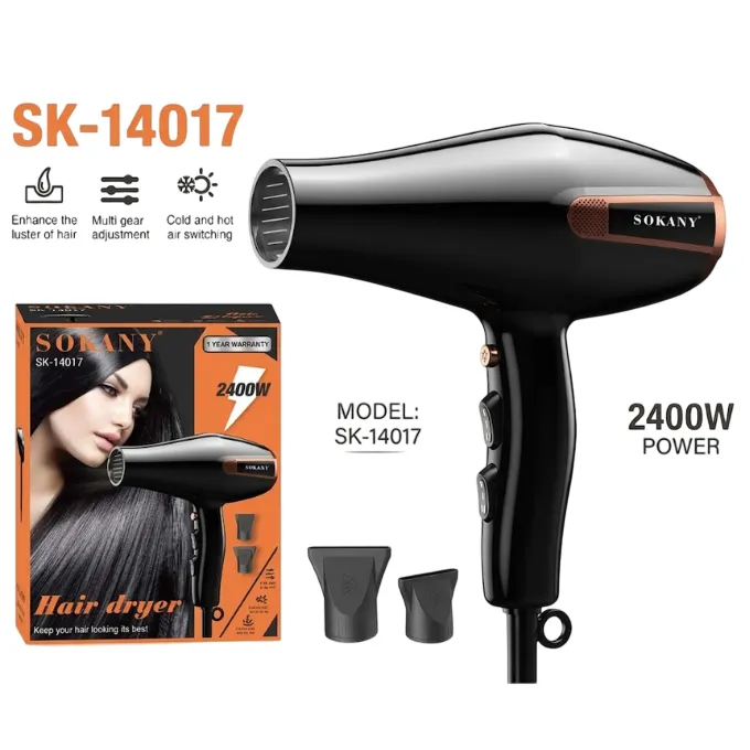 مجفف شعر سوكاني، 2400 وات، اسود - SK-14017