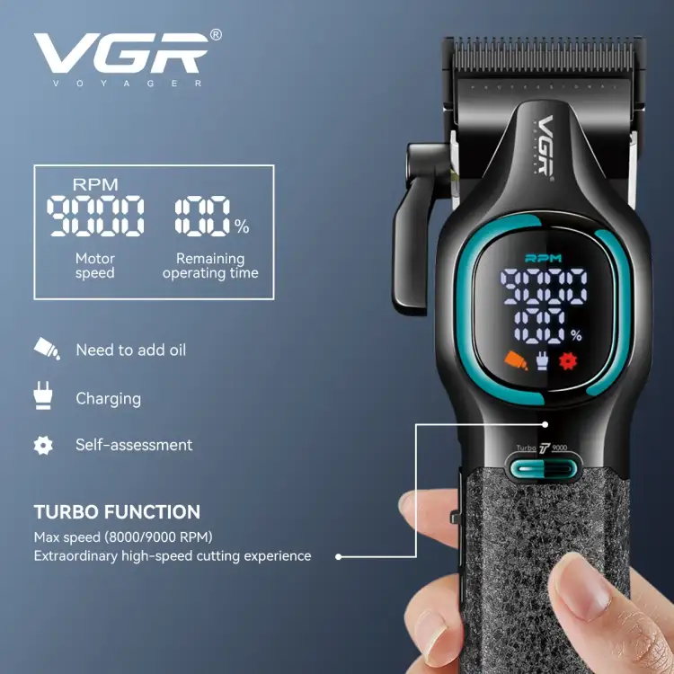 مجموعة الحلاقة الاحترافيه والعناية الشخصية للرجال من VGR (3 في 1): تشمل ماكينة قص الشعر، وماكينة تشذيب، وماكينة حلاقة برقاقة معدنية V-886 S3