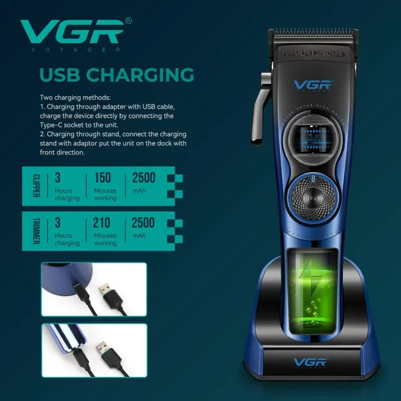 مجموعه قص الشعر الاحترافية VGR V-882 S2 المقاومة للماء - للرجال