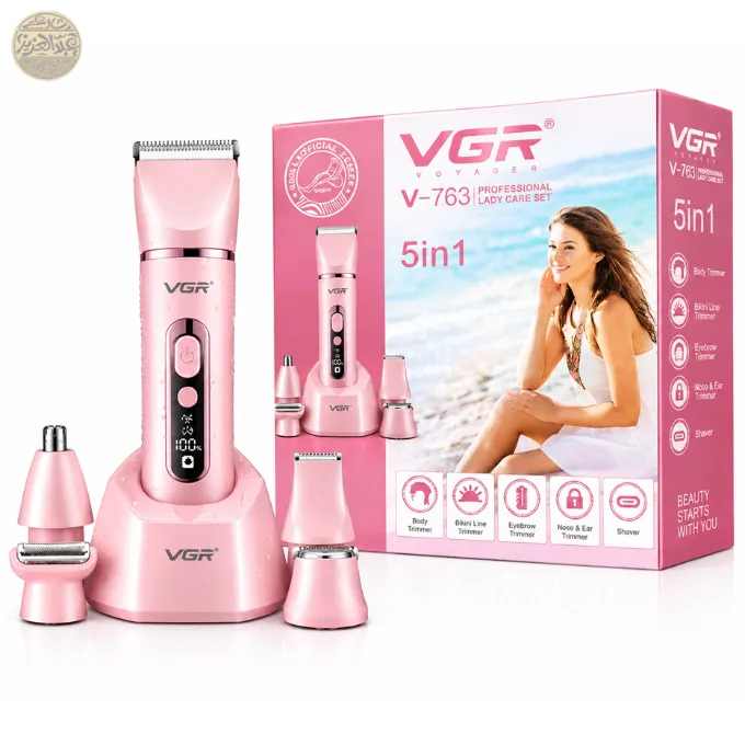 ماكينة تشذيب شعر منطقة البكيني وحلاقة الجسم للنساء من VGR  الاحترافيه 5 في 1، V-763
