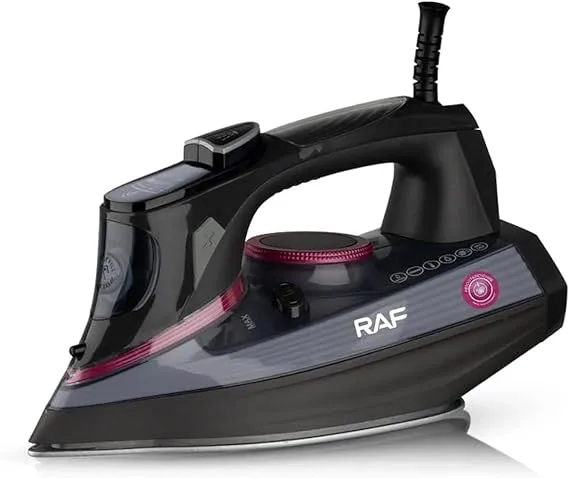 (ضمان 3 سنوات) مكواة بخار كهربائية منزلية RAF R.1119R - مكواة بخار قوية بقدرة 2200 واط، قاعدة سيراميك، قاعدة سيراميك