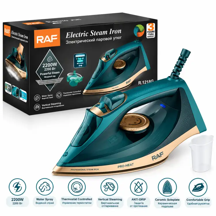 مكواة بخار كهربائية، 2200 واط- مثالية لكي الملابس بسرعة وكفاءة(R.1218G)