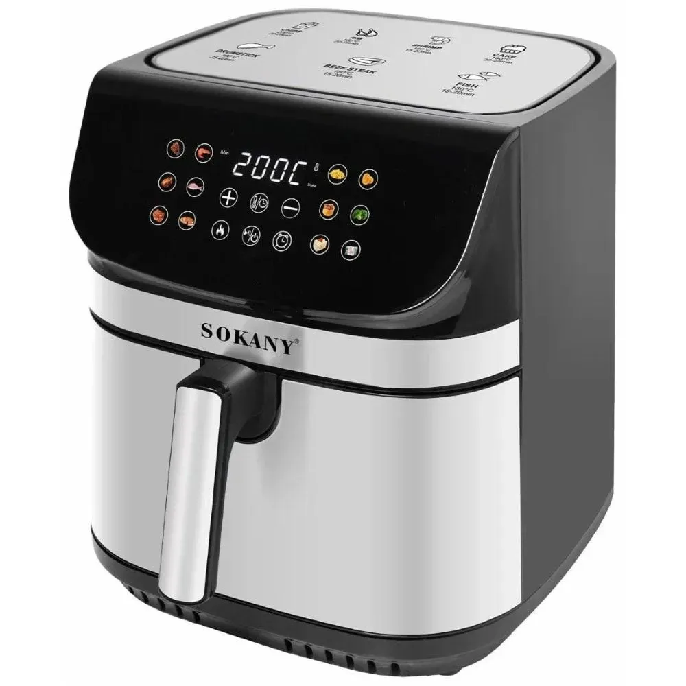 قلاية بدون زيت سوكاني ديجيتال، 9 لتر، 2200 وات، فضى واسود - SK-10059N