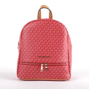 حقيبة  ظهر مصنعة من أجود خامات الجلد - بيد علوية واحزمة كتف وسوستة امامية  - من مايكل كورس للنساء - أحمر