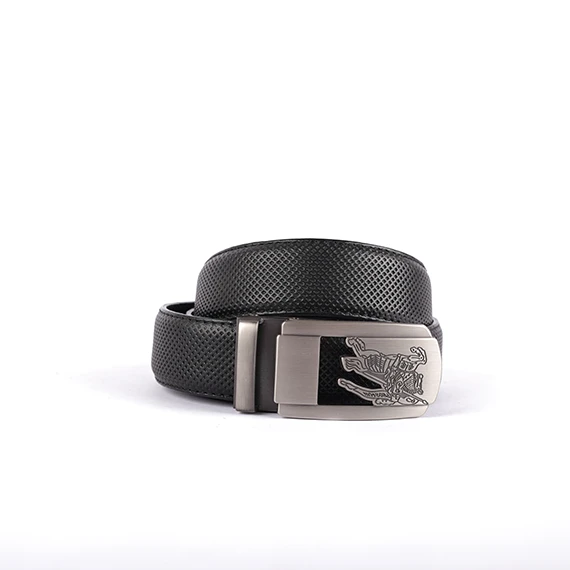 Classic Belt 100% Pure leather from Abdel Aziz Street – burberry  metal Buckle clasp  for men – Black Color  - 130 cm