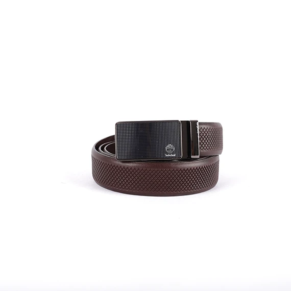 Classic And Casual  Belt 100% Pure leather from Abdel Aziz Street – Timberland metal buckle for men – Dark Brown  - 130 cm