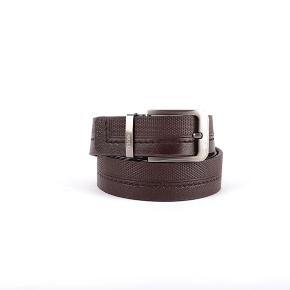 Casual Belt 100% Pure leather from Abdel Aziz Street – Cucci metal tongue buckle for men – Dark Brown  - 130 cm