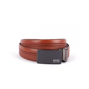حزام كلاسيك وكاجوال جلد طبيعي 100% من شارع عبد العزيز بإبزيم لسان معدني للرجال من Hugo Boss – بني  - 130سم