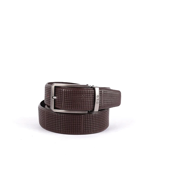 •	  Classic Belt 100% Pure leather from Abdel Aziz Street – Dolce & Gabbana metal tongue buckle for men – Dark Brown  - 130 cm
