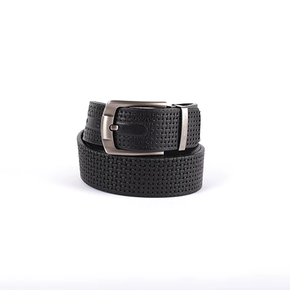 Causal Belt 100% Pure leather from Abdel Aziz Street – burberry  metal Buckle clasp  for men – Black  - 130 cm