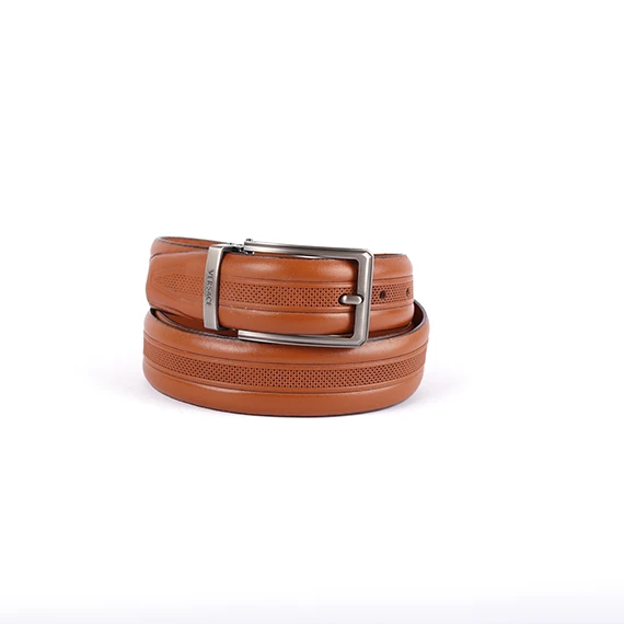 •	  Classic Belt 100% Pure leather from Abdel Aziz Street – VERSACE metal buckle for men – Havan - 130 cm
