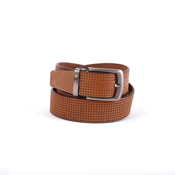 Casual Belt 100% Pure leather from Abdel Aziz Street – Timberland metal buckle for men – Brown - 130 cm