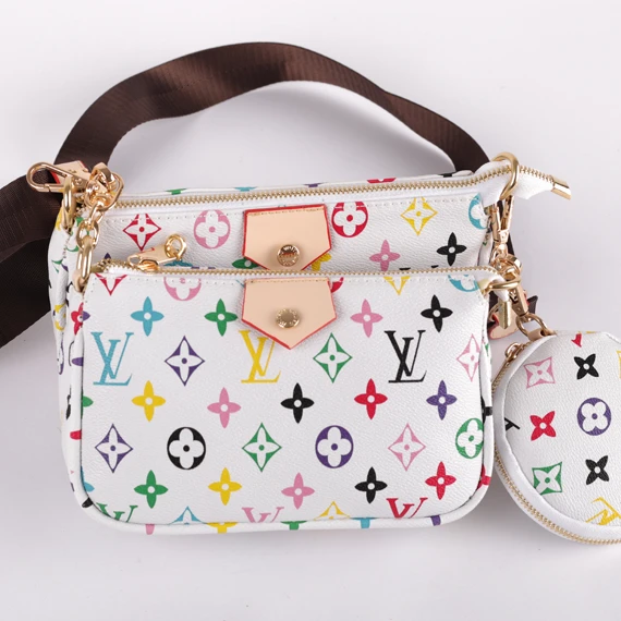 Louis Vuitton Pochette Accessories White Multicolor Monogram Crossbody