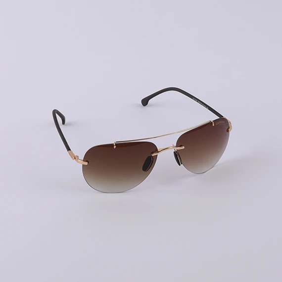 نظارة شمسية بدون اطار بعدسات  منحنية قليلا بني متدرجة اللون - من كاريرا للرجال - بني × فضي