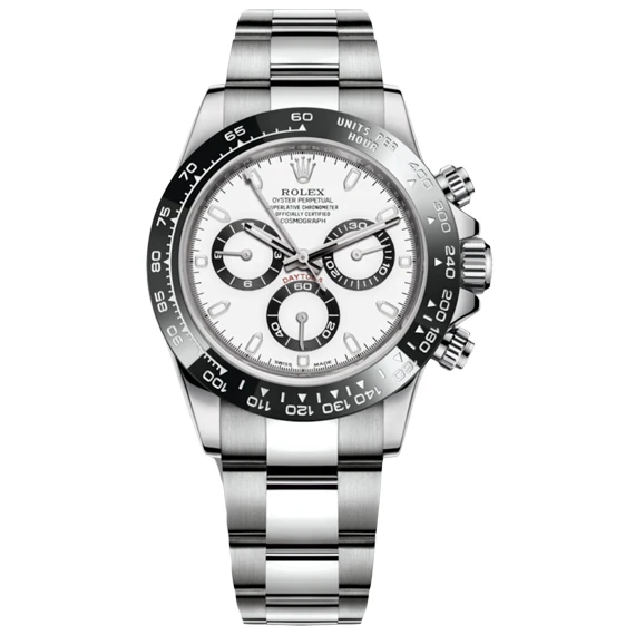 Rolex Daytona watch for men, multi-colored - with a stainless steel case, and White dial - White × Black