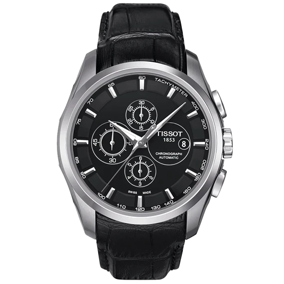 Tissot T035.627.16.051.00for Men- Analog Leather Band Watch - Black