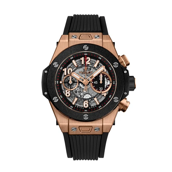 Hublot Big Bang Casual Watch for Men - Comfortable and Functional Rubber Band - Black × Golden