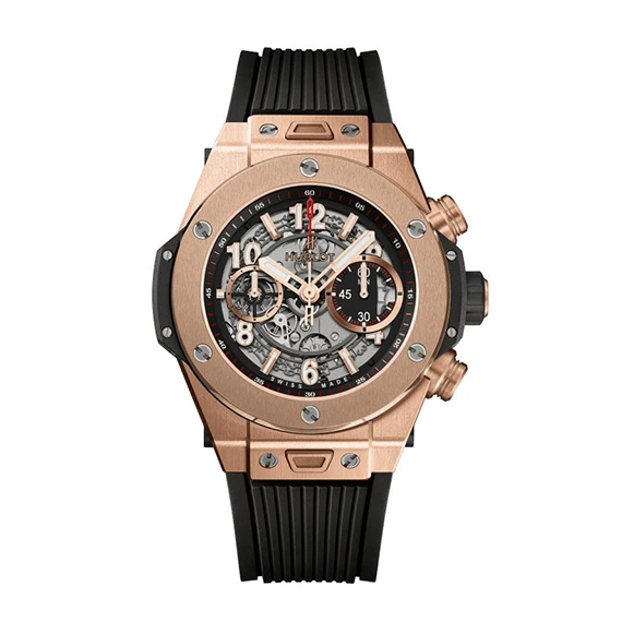 Hublot Big Bang Casual Watch for Men - Comfortable and Functional Rubber Band - Golden