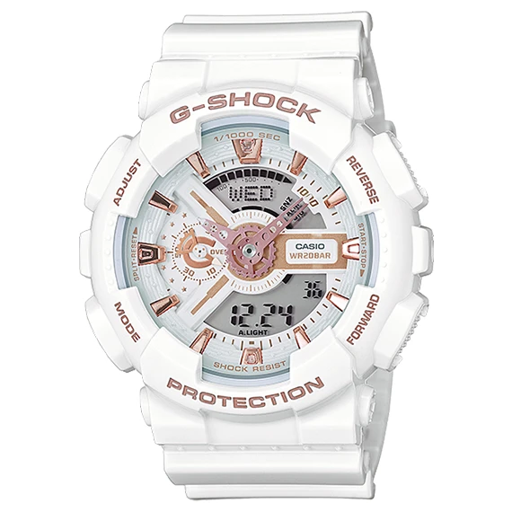 Casio G-Shock Analog-Digital Resin Band Watch for Men - White - G shock